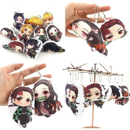 5-10cm 10pcs/set Demon Slayer Kimetsu no Yaiba Kamado Tanjirou Nezuko Zenitsu Giyuu Shinobu Plush Keychain Pendant Toy Doll gift