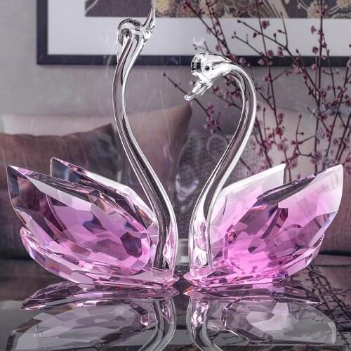 1Pair Swan Artificial Crystal Wedding Gifts Honeycomb Wedding Products Practical Home Living Room Wine Cabinet Decoration