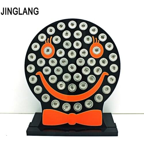 JINGLANG 12mm Snap Button Display Stands Fashion Smile Face Black Acrylic Interchangeable Snap Jewelry Display Board