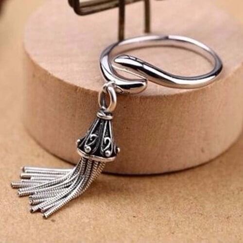 30% Silver Rings for Women Jewelry Titanium Silver Female Copper Ring Vintage Ethnic Fashion Punk Rock Tassel Fashion Bague