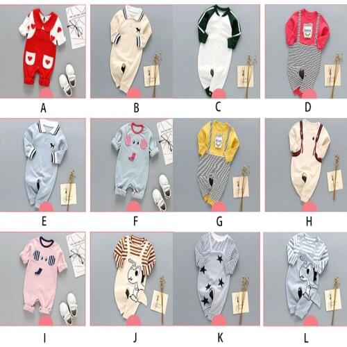 Newborn Unisex Jumpsuits Cartoon Gentleman Baby Clothes Long Sleeves Rompers Cotton Boys Girls Outfits Costume Autumn Wear 0-1Y