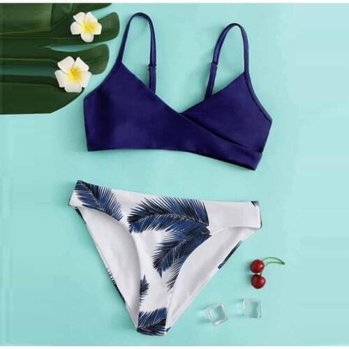 2021 Summer Childrens Swimsuit Kids Swimwear For Girls Plants Printed Bikini Set Beach Casual Swimming Suit For Girl Beachwear