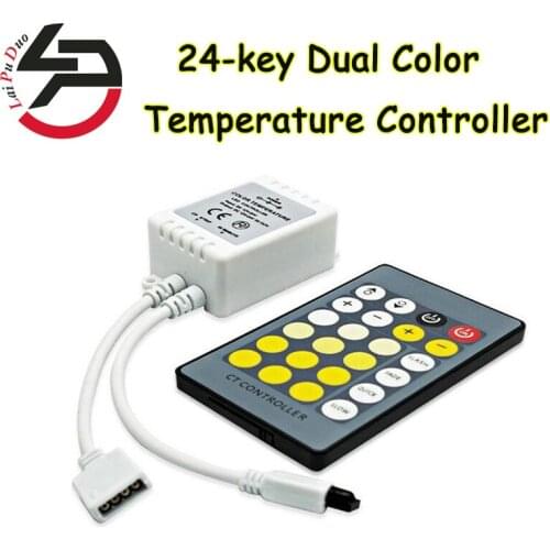 Laipuduo 24Key Dual Color Temperature Controller DC12-24V IR Remote Dimmer CT Controller LED Strip Light Brightness