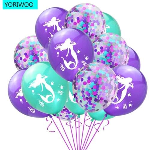 Latex Balloon Confetti Little Mermaid Baloons Birthday Party Decorations Kids 1st Oh Baby Shower Girl Babyshower Under The Sea