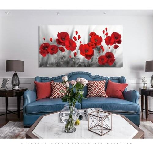 Poppies Wall Art Decor Canvas Painting Abstract Red Flowers Posters and Prints Canvas Wall Picture for Living Room Decoration