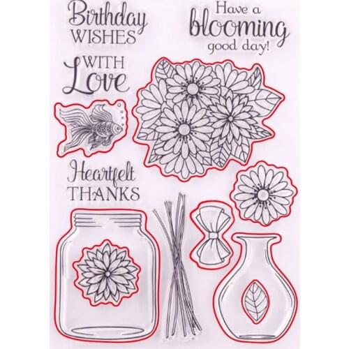 Metal Cutting Flowers and potted plants Dies and Clear Stamp Set for DIY Scrapbooking Photo Album Decoretive Embossing Stencial