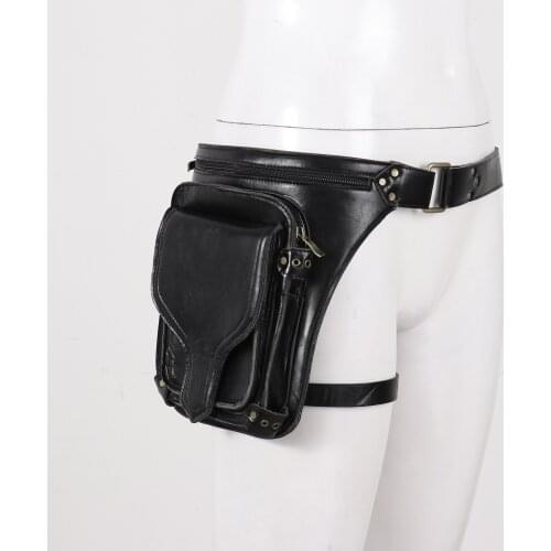 Fashion Men Leather Waist Bag Small Waist Satchel Bag Pouch Hook Design Waist Pack Bag Cigarette Case Phone Pouch Waist Belt Bag