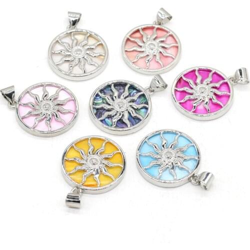 Fashion Colorful Seashell Charms Natural Abalone Shell Round Unisex Pendant for Handmade Jewelry Making DIY Necklace 33x37mm