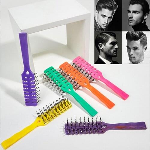 Men Plastic Vent Hair Brush Comb Anti-Static Massage Hair Care Ribs Comb Back Hair Curly Hair Styling Salon Ribs Nine-Row Comb