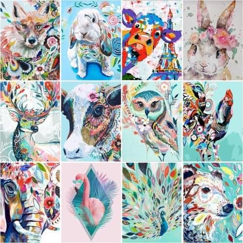 RUOPOTY Painting By Number Canvas Kits Colorful Animal Abstract Art Handmade Gift DIY 40x50cm Coloring By Numbers Home Decor