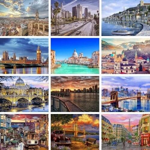 DIY Painting By Numbers Landscape Handpainted Kits Acrylic Paints Canvas Drawing Unique Gift Home Wall Decor Artwork