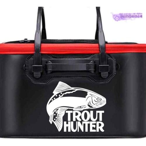 Trout Hunter Sticker Fishing Decal Bucket Tackle Shop Fishhook Sticker Fish Tank Boat Box Car Vinyl