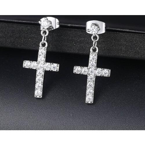 New Zirconia Cross Drop/Dangle Earrings Fashion Jewelry For Women Wholesale Punk Style