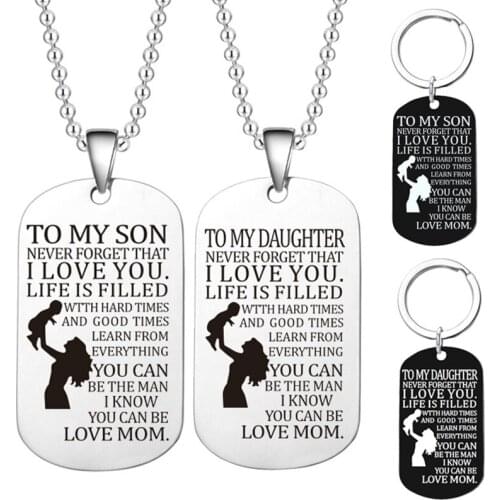 Stainless Steel To My Son Necklace Black Silver Color Metal Tag Pendant Inspirational Letter Necklace Love Gifts From Mom