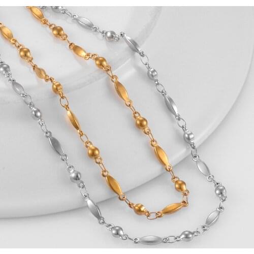 Stainless Steel Necklace New Handmade Chain Round Gold Chain Ladies Fashion Jewelry