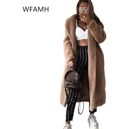 Retro large size thick artificial fur coat autumn and winter women 2020 casual loose solid color long teddy women coat up to 5XL