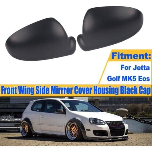 Pair Matte Black Wing Mirror Door Cap Cover Case Housing for -Golf Rabbit Jetta MK5 1K0857537 1K0857538