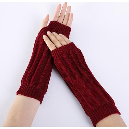 Half Finger Knitted Gloves Female Jacquard Hanging Wood Fashion Fingerless Knitting Gloves Warm Arm Sleeve Unisex G-23