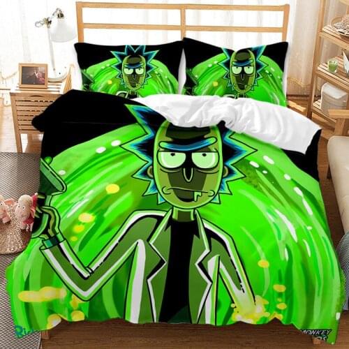 Green Cartoon Character Quilt Cover 3D Printing Childrens Bedding 2/3 Piece Set Bedspread Quilt Cartoon Bedspread Quilt Cover