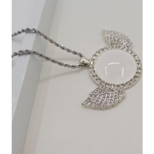 Blank Sublimation Crystal Glass Pendant Heat Transfer Necklace Round 3 pcs/Lot