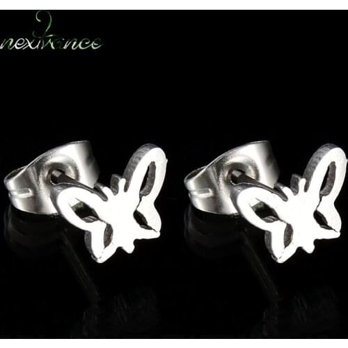 Nextvance Cute Butterfly Earring Stainless Steel Back Stopper Stud Earrings For Female Gift Ear Jewelry Drop shipping