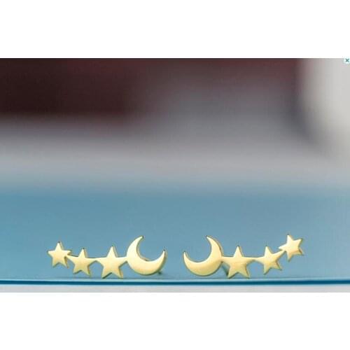 Jisensp Moon Star Ear Climber Tiny Star Moon Earrings Rose Gold Everyday Jewelry Earring Teen Mothersday Celestial Birthday Gift