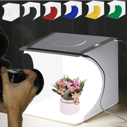 PULUZ 23*23cm Mini Folding Photo Video Box Studio Diffuse Soft Box Lightbox With LED Light Shooting Tent Box