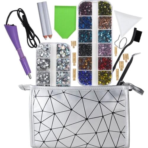 Hot Sale 2 Boxs7200pcs Flatback Hot Fix Rhinestones/Iron-on Wand Strass Hotfix Applicator/Crystal Glass Hot Fix Rhinestone Set