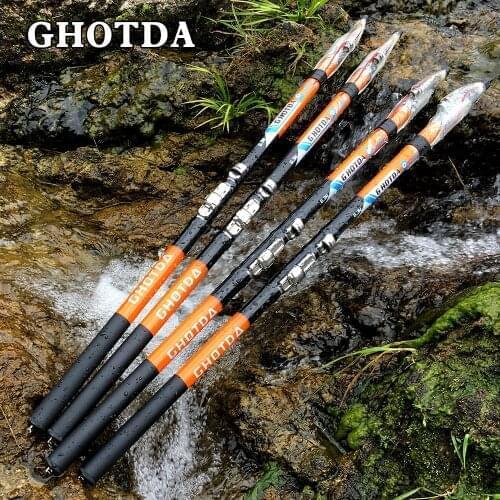 GHOTDA Carbon Fiber Rock Fishing Rod 3.6 / 4.5 / 5.4 / 6.3 m Retractable Ultra-light Telescopic Fishing Pole Super-hard