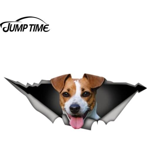 Jump Time 13cm x 4.8cm Jack Russell terrier car sticker 3D Pet Graphic Vinyl Decal Car Window Laptop Bumper Animal Car Stickers