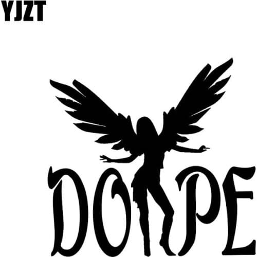 YJZT 14.4*13.8CM Dope Sexy Cool Angel Large Wings Decal Black/Silver Vinyl Covering The Body Car Sticker C20-1202