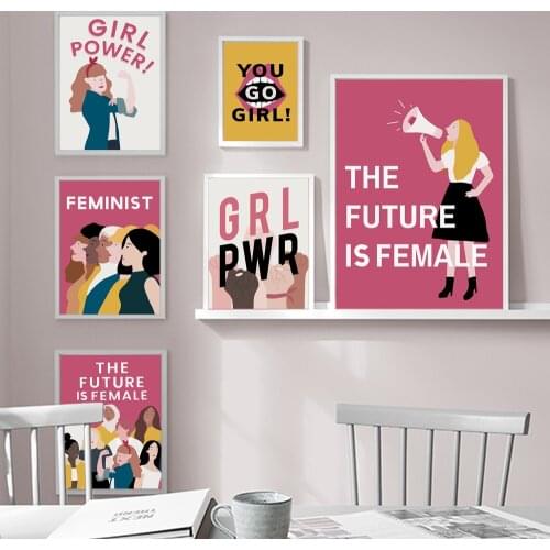 Women Posters Girl Power The Future is Female Wall Art Canvas Painting Nordic Prints Wall Pictures for Living Room Decor