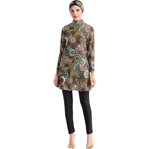 PEIFU 4XL Muslim Swimwear Hijab Muslimah Islamic Swimsuit Swim Surf Wear Sport BurkinisWomen Printing Floral