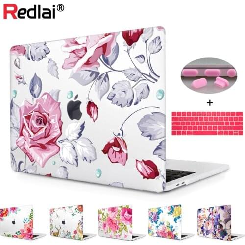 Redlai Floral Plastic Print Hard Case Cover For Macbook 2020 Air 13 A2337 A2179 New Pro 13 15 16 Touch bar A2338 A2289 Sleeve
