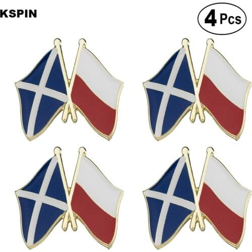 Scotland Poland Friendship Flag Pin Lapel Pin Badge Brooch Icons 4pcs