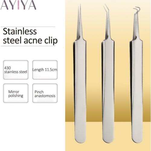 1PC Blackhead Remover Clip Stainless Steel Acne Remove Needle Blackhead Blemish Pimple Tweezer Face Pore Cleanering Care Tools