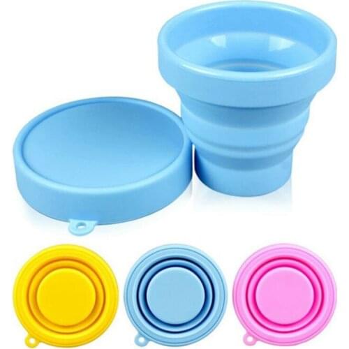 1PC Portable Silicone Retractable Folding Cup With Lid Telescopic Collapsible Outdoor Travel Drinking Cup Coffee Tea Cup