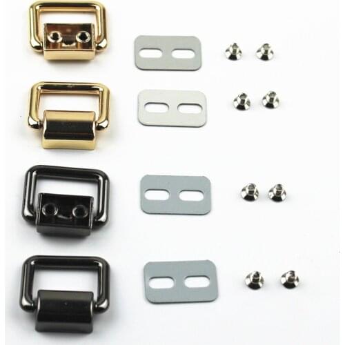 2 Pcs Diy Metal Bag Side Anchor Gusset Hanger Clamps Bag Side Edge Anchor Link Hardware with square Rings for Tiny Bag Purse