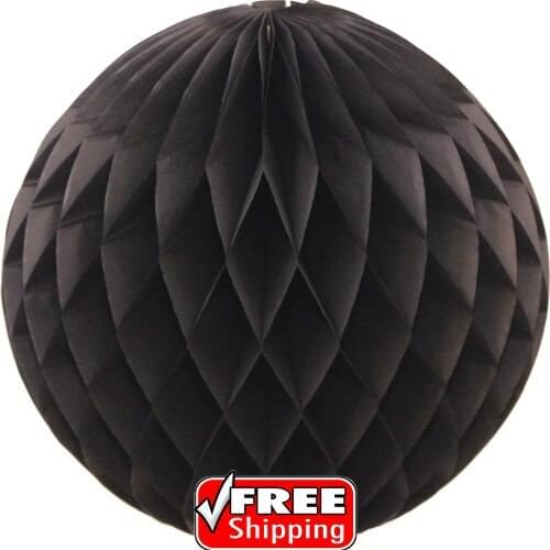 20pcs Black Tissue Paper Honeycomb Balls,Halloween Party Decor,Cheap Wholesale Hanging Honeycombs-4",6",8",10",12",14",16"(40cm)
