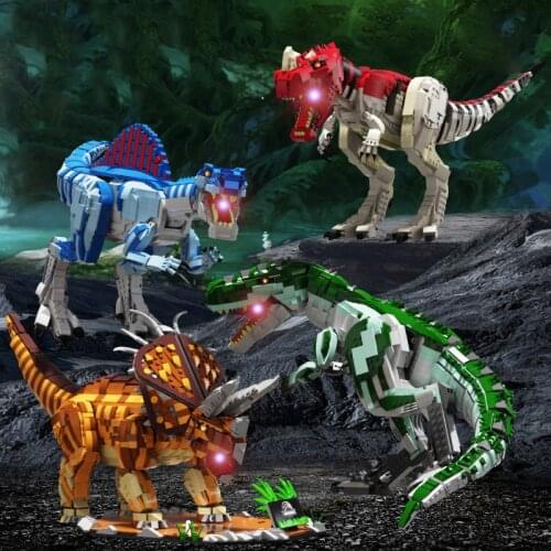 2000pcs+ Large Jurassic Dinosaur Building Block Spinosaurus Indominus Rex Model Bricks Toys For Kids Friends Birthday Gifts