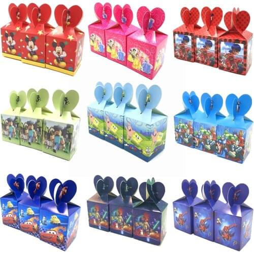 24/18/12PCS Disney Red Mickey Mouse Theme Paper Candy Box Childrens Day Party Gift Boxes Wedding Baby Shower Birthday Party