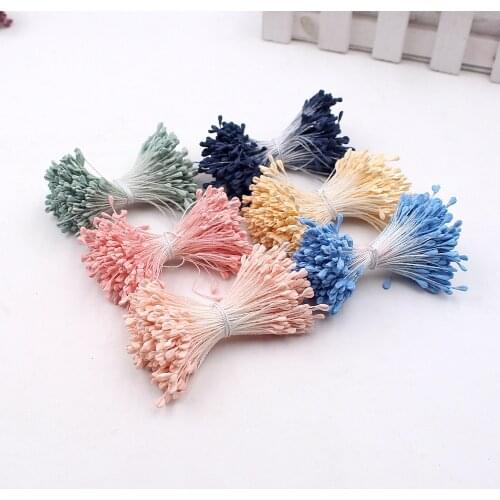350pcs 5mm Mini Double Heads Stamen Matte Handmade Artificial Flowers For Wedding Home Party Decor DIY Cake Craft Accessories