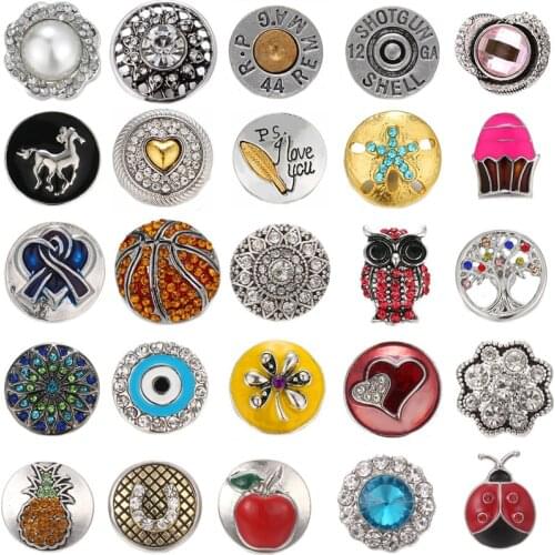 5pcs/lot Snap Jewelry Fashion Rhinestone Flower 18mm Snap Buttons Jewelry Fit 18mm 18mm Leather Snap Button Bracelet