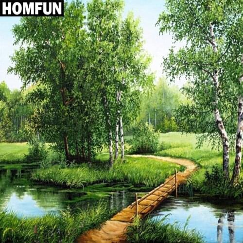 HOMFUN Full Square/Round Drill 5D DIY Diamond Painting "Forest Stream" Embroidery Cross Stitch 5D Home Decor Gift A06196