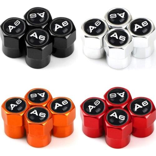 4Pcs Aluminum Car Tire Valve Caps for Audi A6 A3 A4 Emblem Car-Styling Tyre Stems Air Caps Auto Wheel Car Styling Accessories
