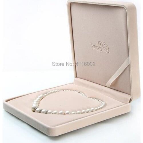 Big Velvet Pearl Necklace Box Case Heart Core Jewelry Packaging Box Storage Gift Boxes Jewelry Carrying 19x19x4cm 30pcs/lot