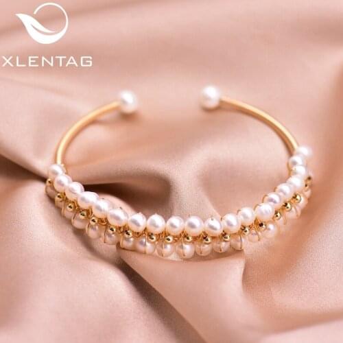 XlentAg Angle Natural White Double Layer Pearls Chakra Bracelet For Women Friendship Gifts Fashion Jewelry Luxury Design GB0210A