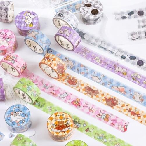 Fairy tale courtyard series Masking Washi Tape Cute cat swan Decorative Adhesive Tape Diy Scrapbooking Sticker Label Stationery