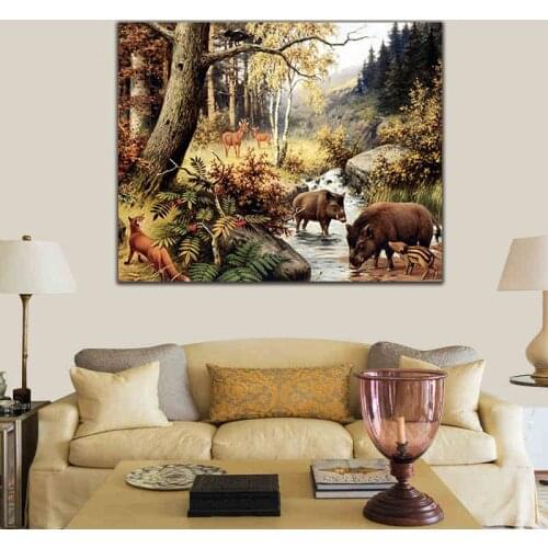 DIY colorings pictures by numbers with animal world picture drawing Relief painting by numbers framed Home