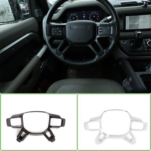 For Land Rover Defender 110 2020-2021 ABS Silver/Dumb Black Car Interior Car Steering Wheel Trim Car Accessory